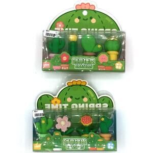 New Kawaii Cactus Eraser Set - 2 Boxes Included
